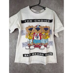 VTG 80s Pepsi T-Shirt Kids Medium 10/12 White Bad Bears Club Single Stitch 3D